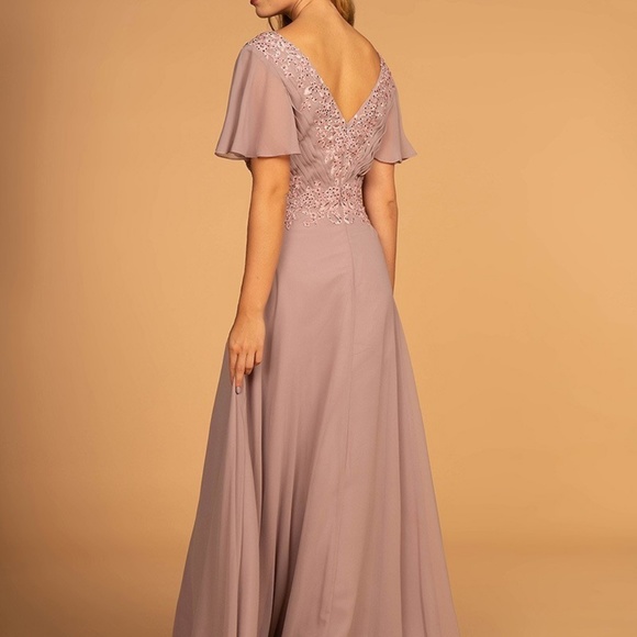 MOTHER OF THE BRIDE LONG GOWN DRESS GLS2520 MAUVE - Picture 3 of 5